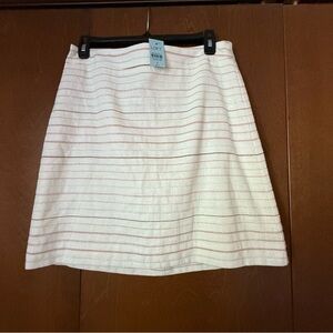 LOFT NWT Ivory and Multi Colored Metallic Stripe Linen Blend Skirt Sz 6